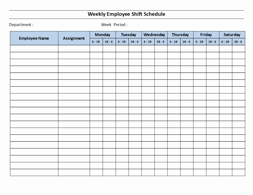 Weekly Employee Schedule Template Beautiful Free Weekly Employee 12 Hour Shift Schedule Mon to Sat