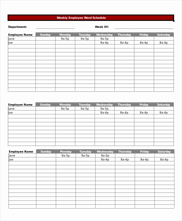 Weekly Employee Schedule Template Elegant Work Schedule 14 Free Pdf Word Excel Documents