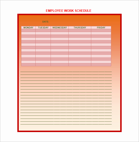 Weekly Employee Schedule Template Lovely 9 Weekly Work Schedule Templates Pdf Doc