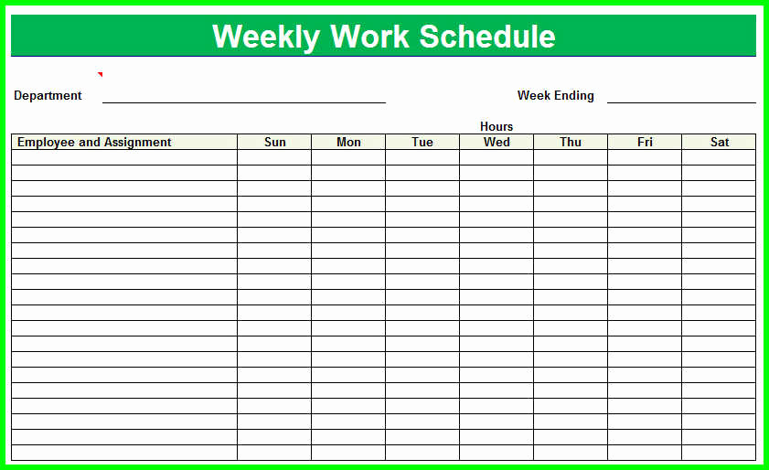 Weekly Employee Schedule Template Unique Weekly Work Schedule Template