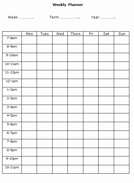 Weekly Hourly Schedule Template Beautiful 7 Free Weekly Planner Template &amp; Schedule Planners Word