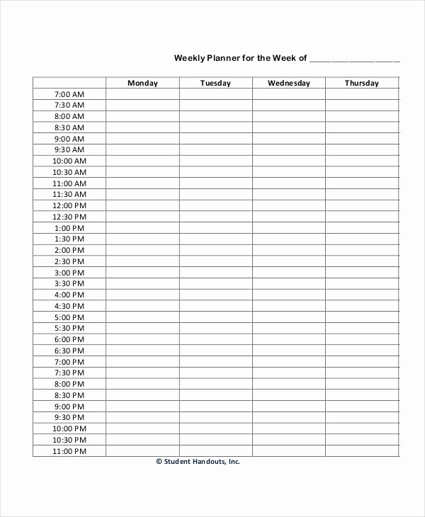 Weekly Hourly Schedule Template Beautiful 9 Hourly Calendar Template Free Sample Example format