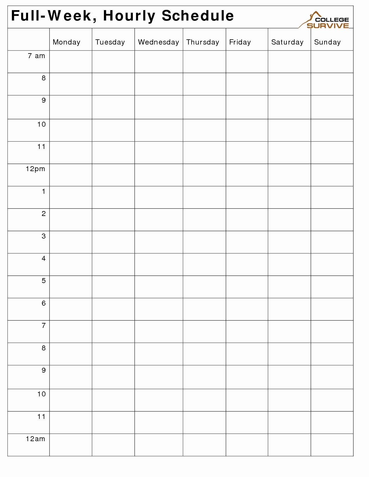 Weekly Hourly Schedule Template Fresh Weekly Hourly Planner Template