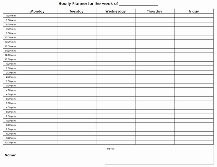 Weekly Hourly Schedule Template Unique Free Printable Hourly Schedule Planner