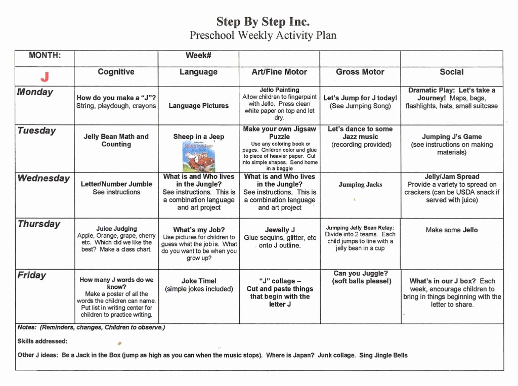 Weekly Lesson Plan for Preschool New Emergent Curriculum Preschool Lesson Plan Template