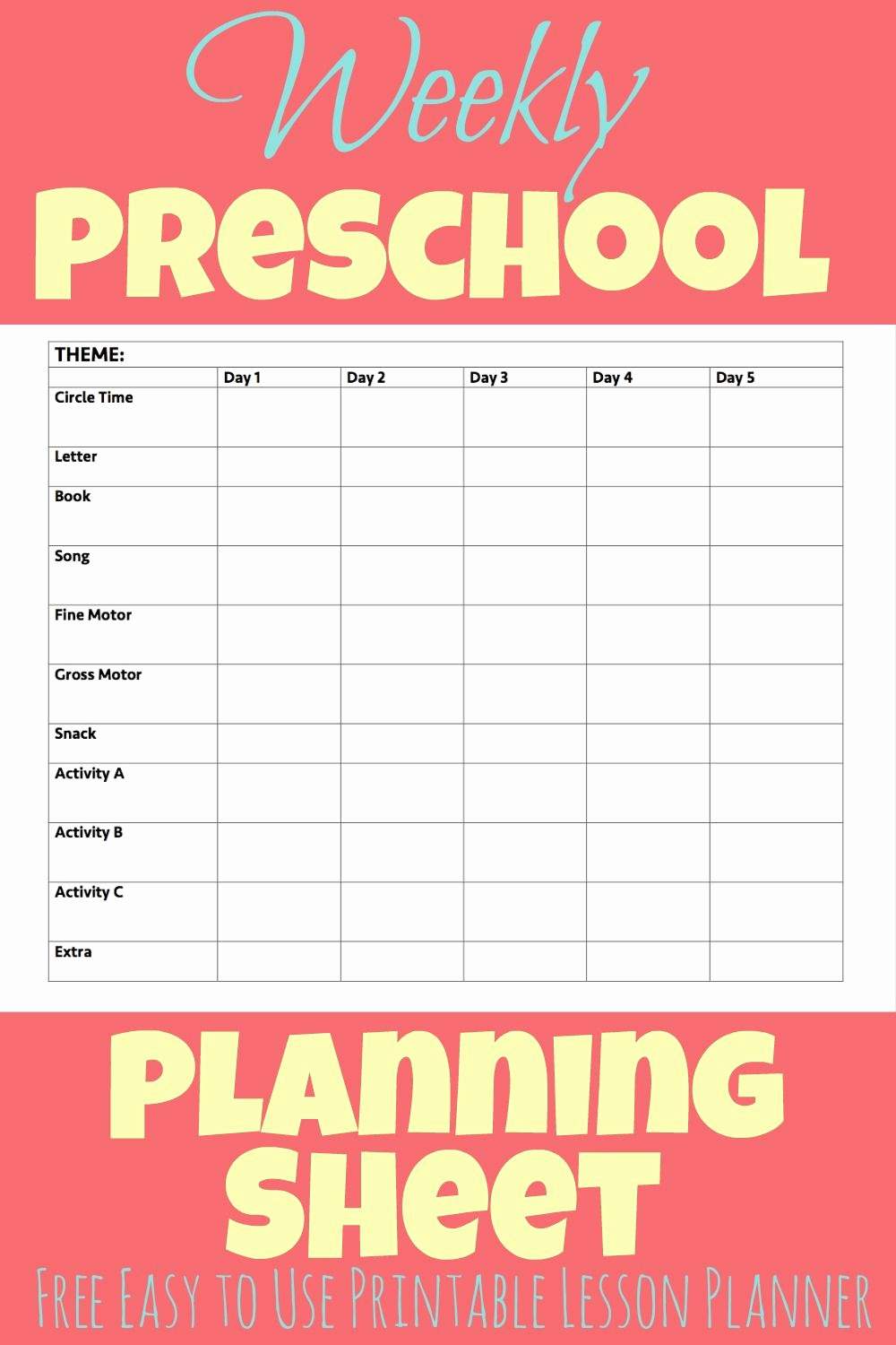 Weekly Lesson Plan for Preschool Unique This Free Printable Preschool Week Lesson Planner Makes