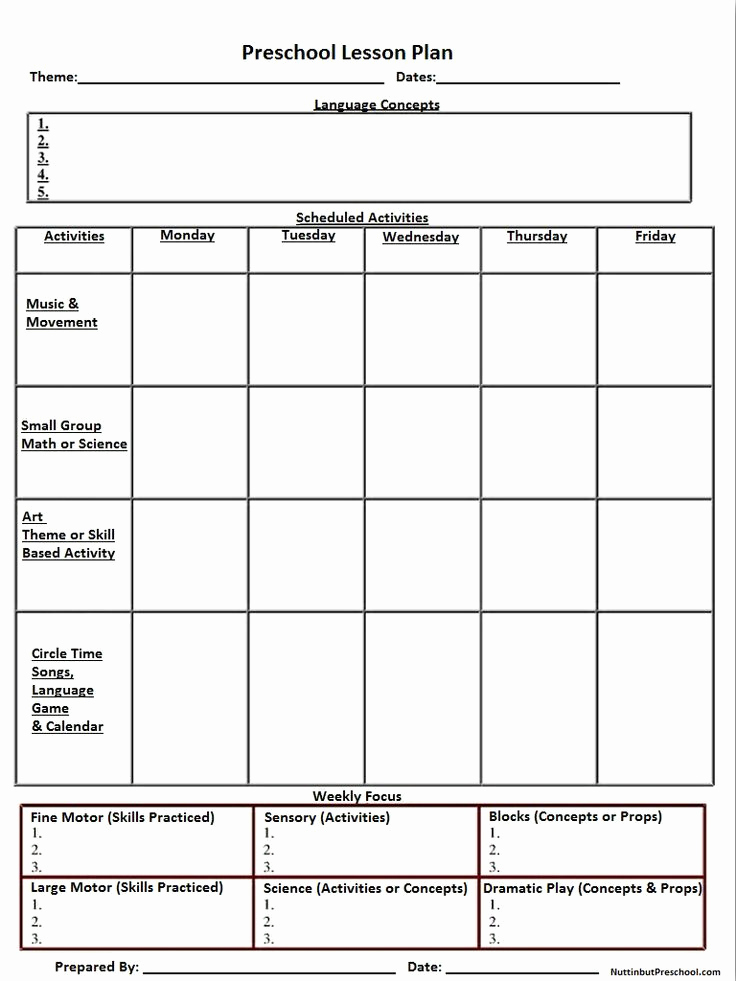 Weekly Lesson Plan Template Pdf Best Of Printable Lesson Plan Template Nuttin but Preschool