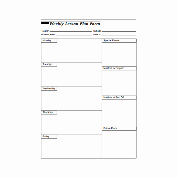 Weekly Lesson Plan Template Pdf Lovely Weekly Lesson Plan Template 9 Free Sample Example