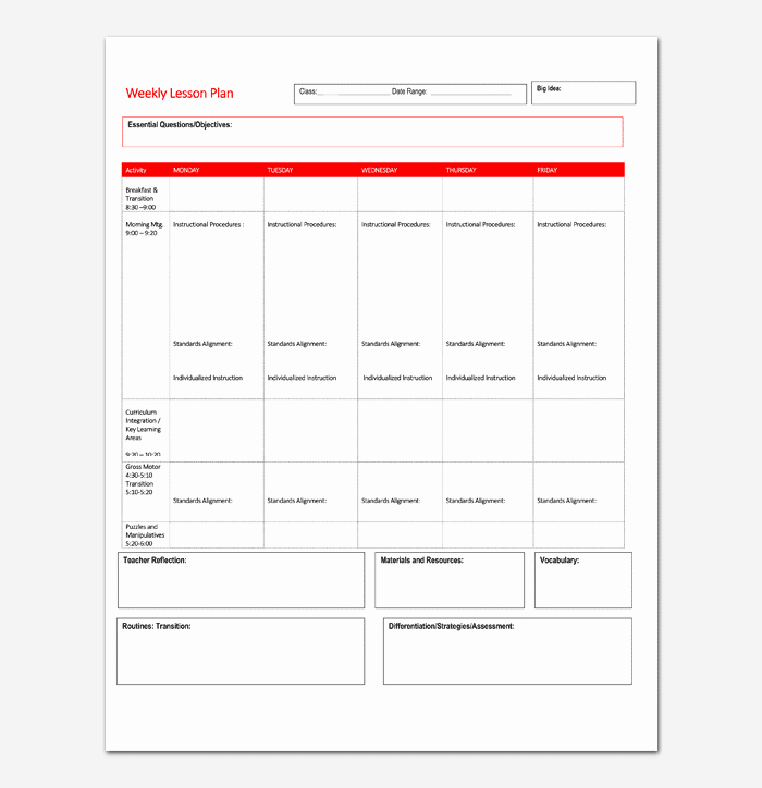 Weekly Lesson Plan Template Word Best Of Lesson Plan Template 5 Daily Weekly Monthly for Word