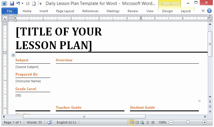 Weekly Lesson Plan Template Word Best Of Microsoft Word Template for Making Daily Lesson Plans