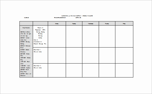 Weekly Lesson Plan Template Word Elegant Weekly Lesson Plan Template 9 Free Sample Example
