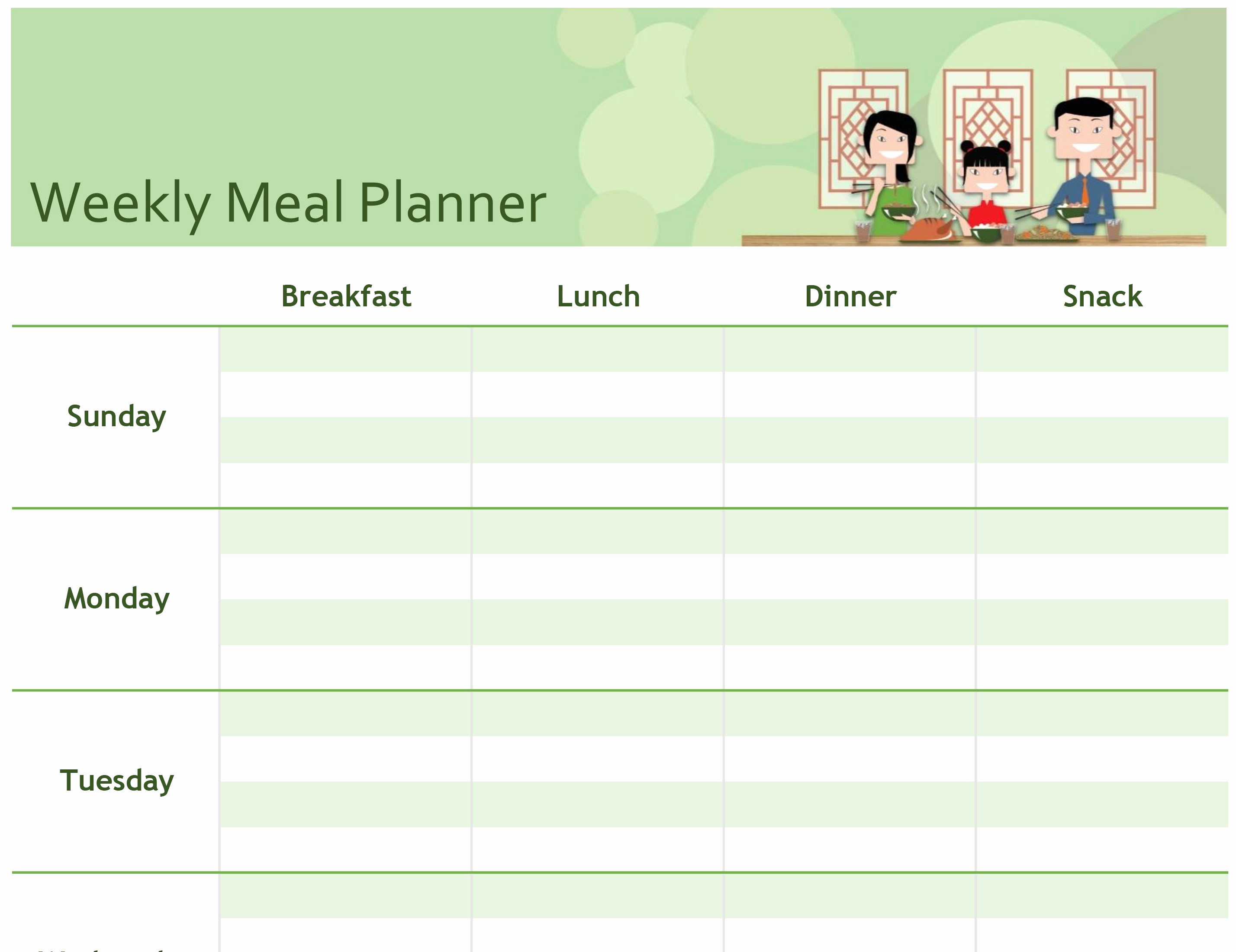 Weekly Meal Plan Template Unique Excel