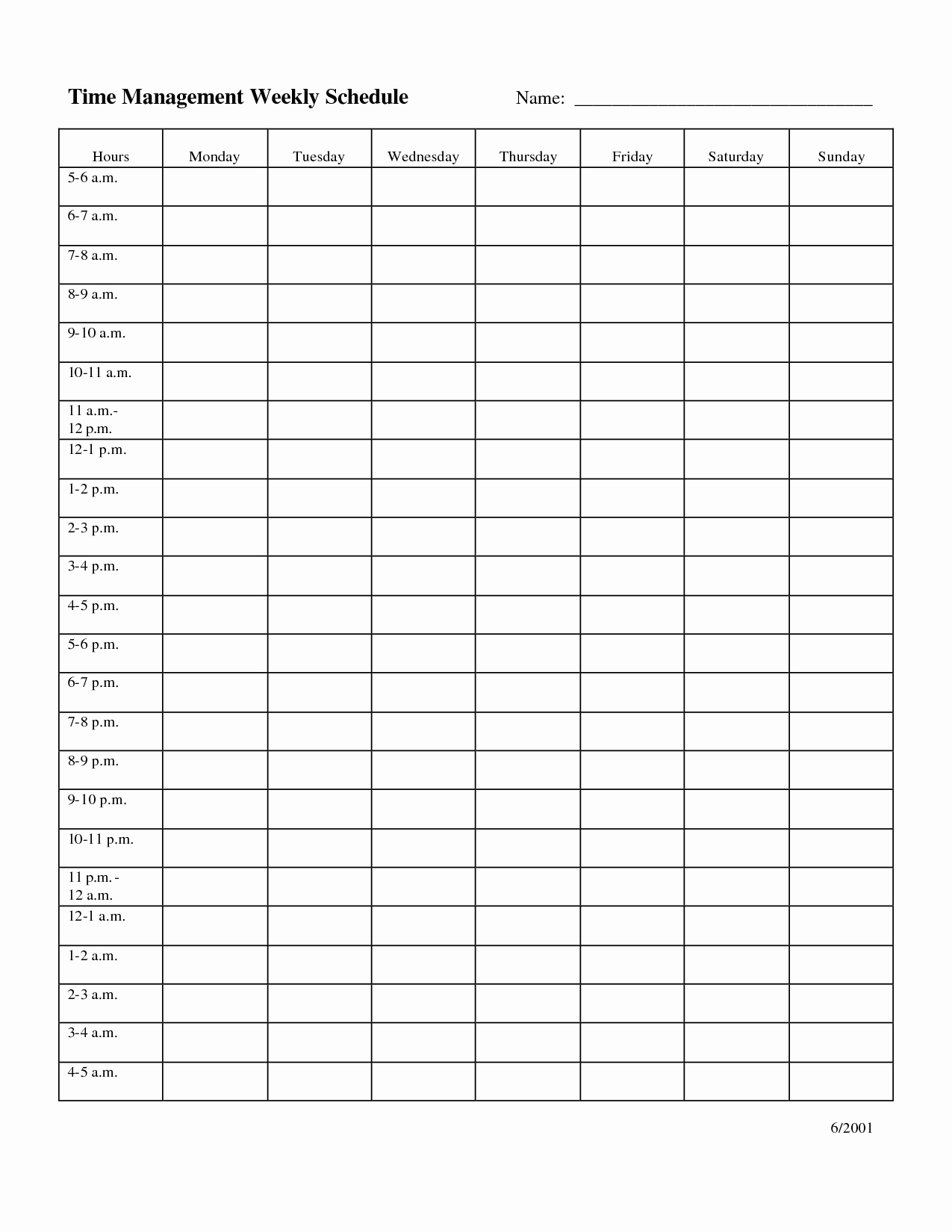 Weekly Schedule Template Printable Awesome Time Management Weekly Schedule Template …
