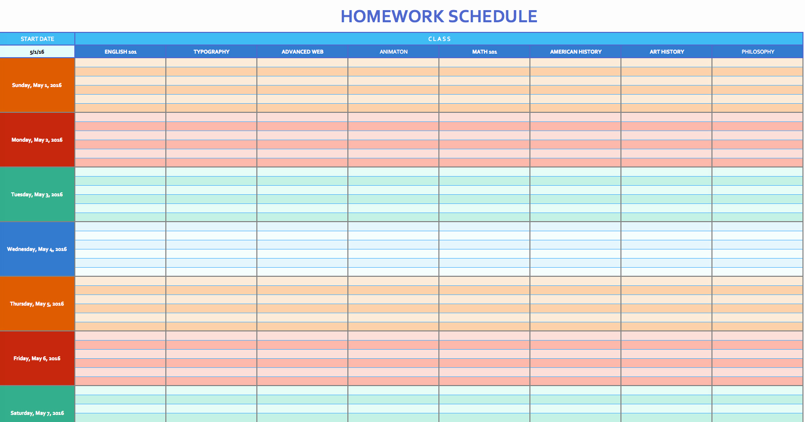 Weekly Schedule Template Printable Best Of Free Weekly Schedule Templates for Excel Smartsheet