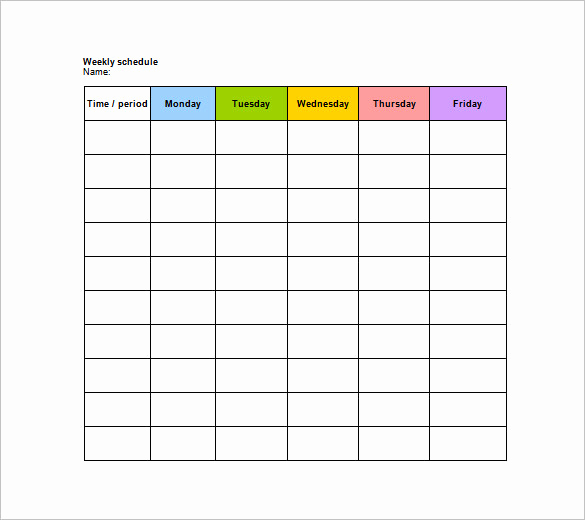Weekly Schedule Template Printable Inspirational Blank Schedule Template – 21 Free Word Excel Pdf format