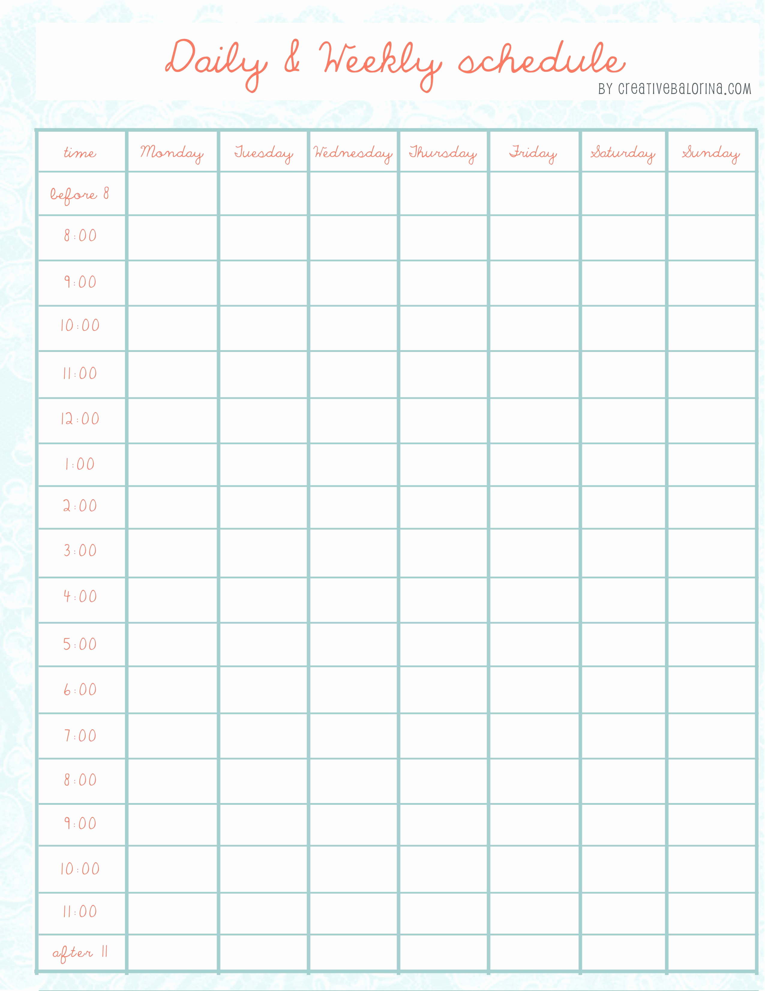 Weekly Schedule Template Printable Lovely Pin by Shelly Sauve On Free Printable Planners