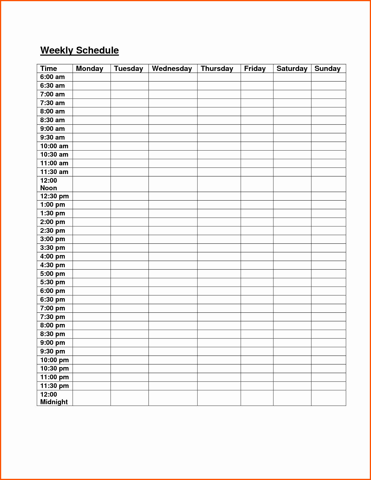 Weekly Schedule Template Printable Unique Free Weekly Class Schedule Template Excel 1