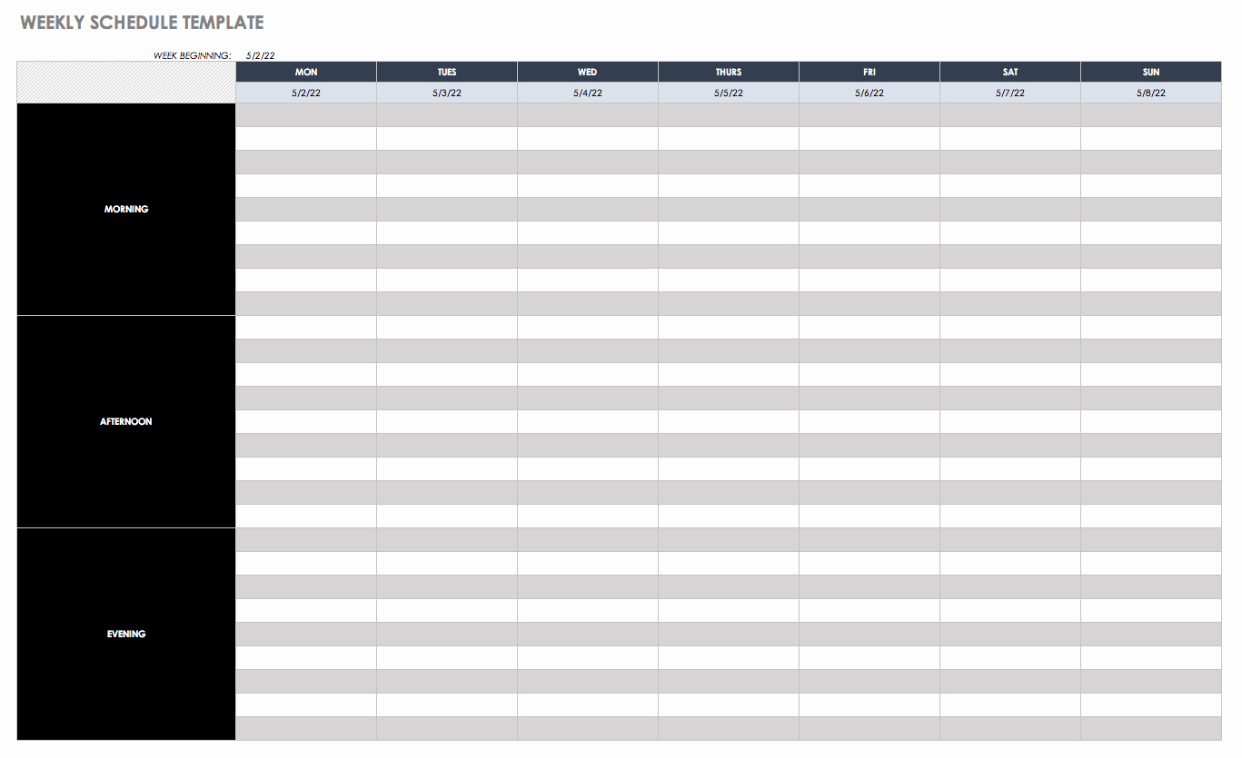 Weekly Schedule Templates Excel Best Of Free Weekly Schedule Templates for Excel Smartsheet