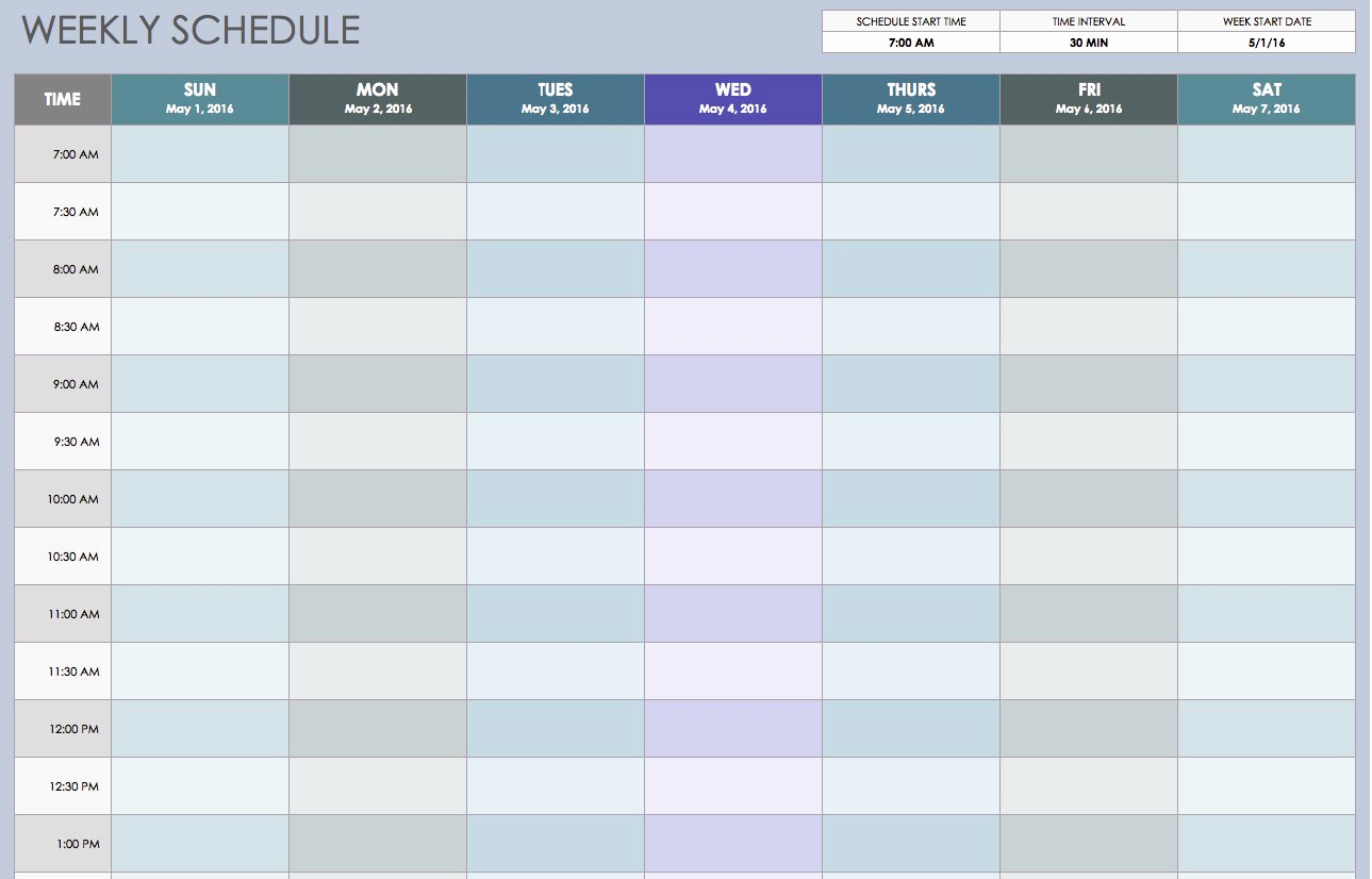 Weekly Schedule Templates Excel Luxury Free Weekly Schedule Templates for Excel Smartsheet