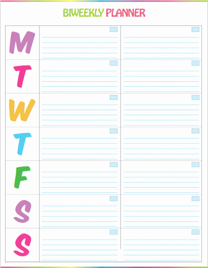 Weekly to Do List Printable Awesome Free Printable Bi Weekly Planner Cute &amp; Colorful Template