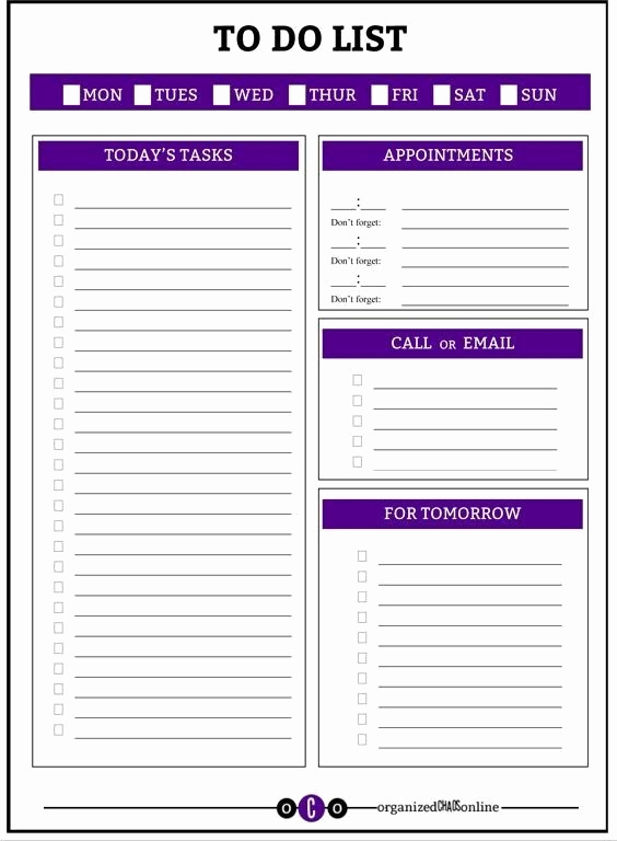 Weekly to Do List Templates New Daily Work to Do List Printable
