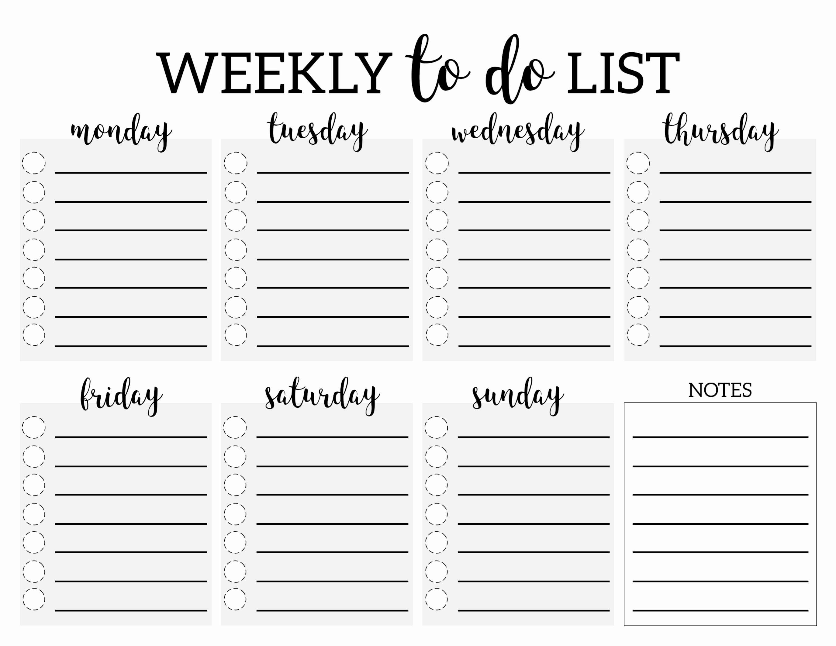 Weekly todo List Template Awesome Weekly to Do List Printable Checklist Template Paper