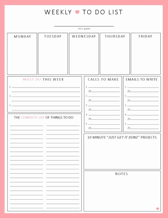 Weekly todo List Template Beautiful Weekly to Do List 1 Sheet Printable organization by Sheplans
