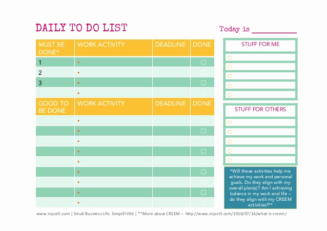 Weekly todo List Template New Daily and and Weekly to Do List Templates for Small Business