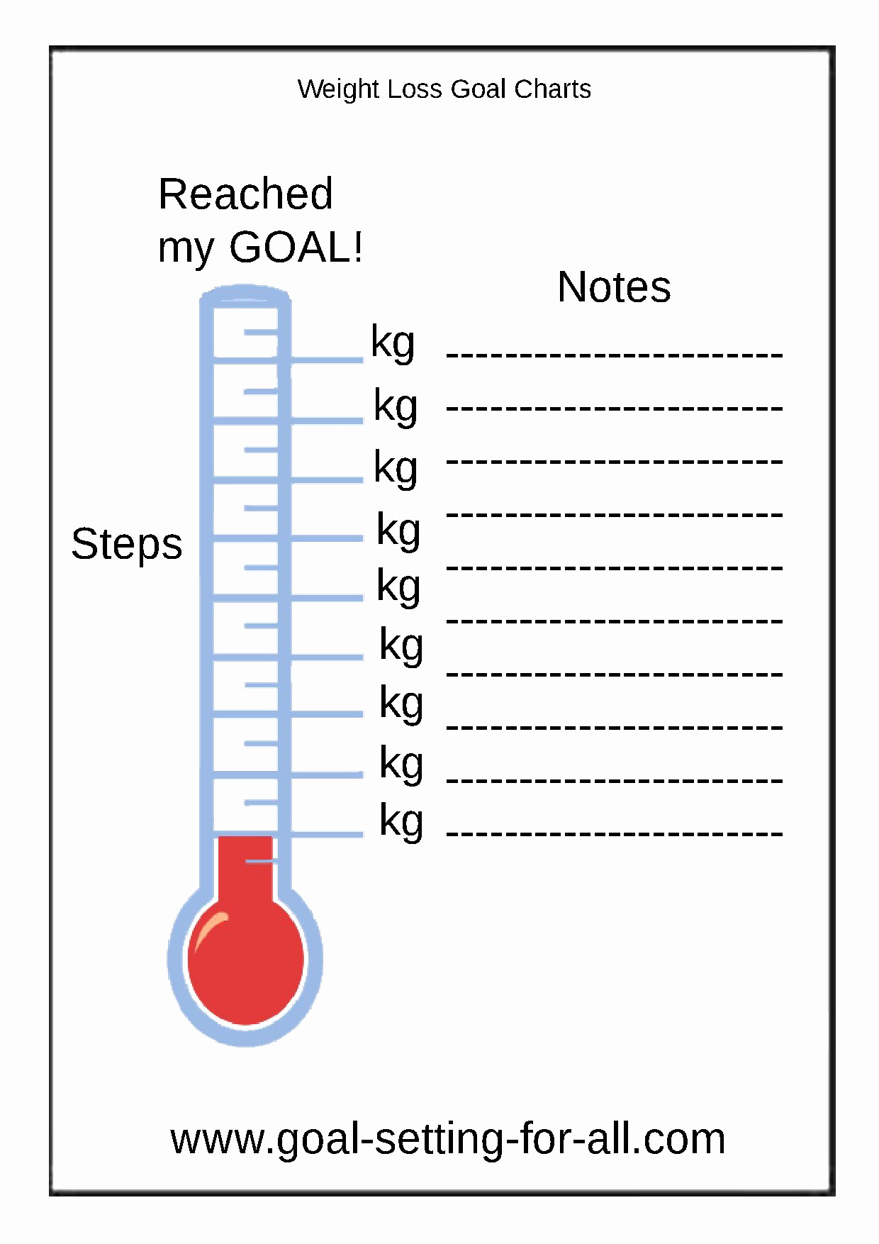 Weight Loss Goal Chart Unique Weight Loss Goal Charts