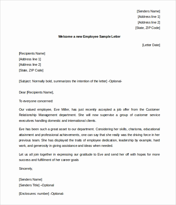 Welcome Letter to New Employee Elegant 21 Hr Wel E Letter Templates Doc Pdf