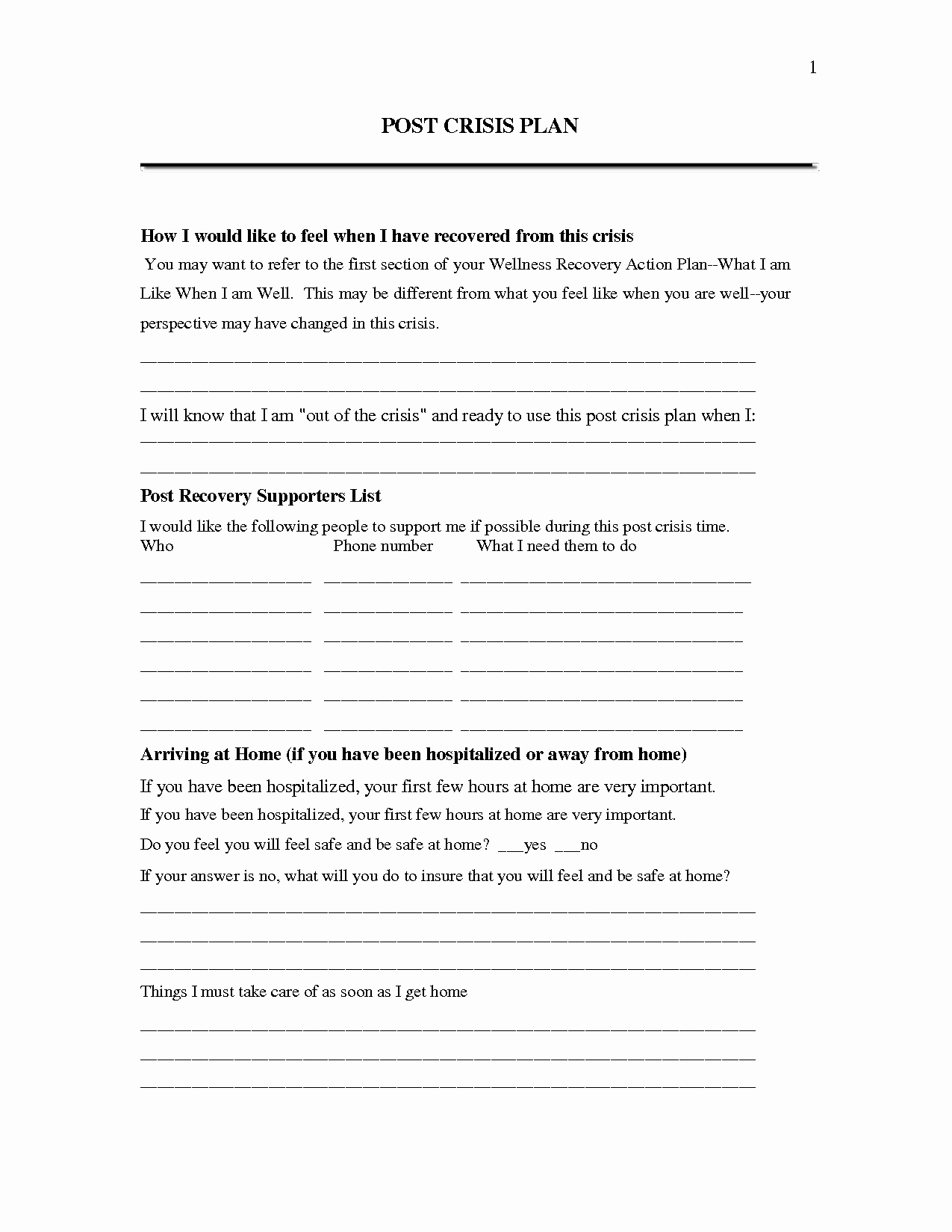 Wellness Recovery Action Plan Pdf Awesome 16 Best Of Recovery Support Worksheet Early
