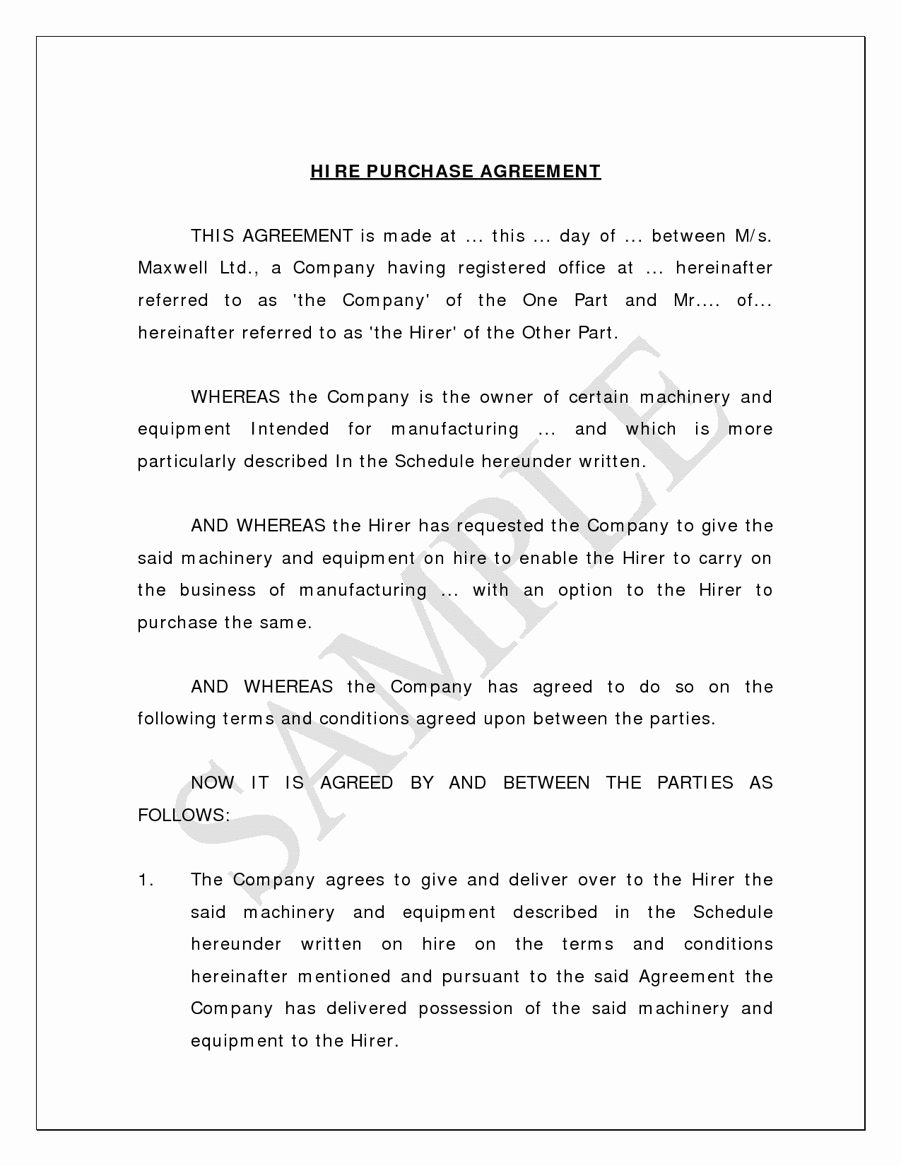 Work for Hire Agreement Template Beautiful Sample Of A Hire Purchase Agreement Classtalkers