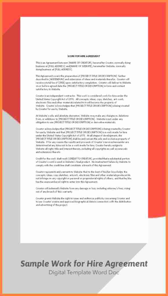 Work for Hire Agreement Template Elegant 7 Sample Work for Hire Agreement Template