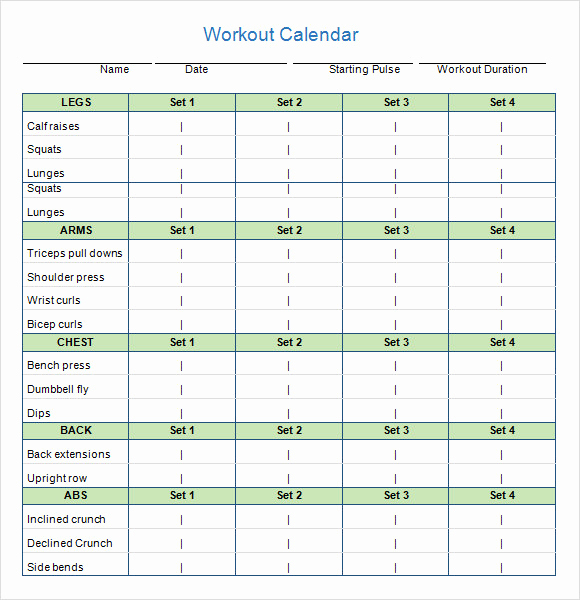 Work Out Schedule Templates Awesome Workout Calendar Templates 10 Download Documents In Pdf