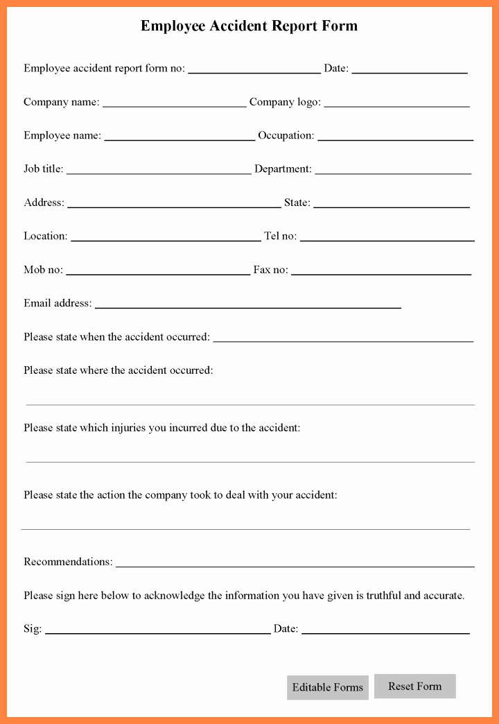 Workplace Accident Report form Awesome 5 Workplace Accident Report form Template