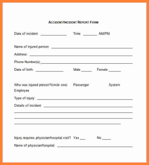 Workplace Accident Report form Lovely 6 Employee Accident Report form Template