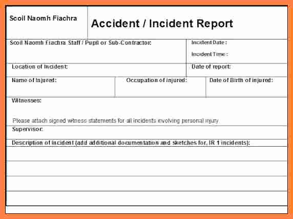 Workplace Accident Report form New 3 Workplace Incident Report form Template
