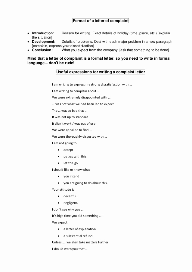 Writing A Complaint Letter New format Of A Letter Of Plaint Published