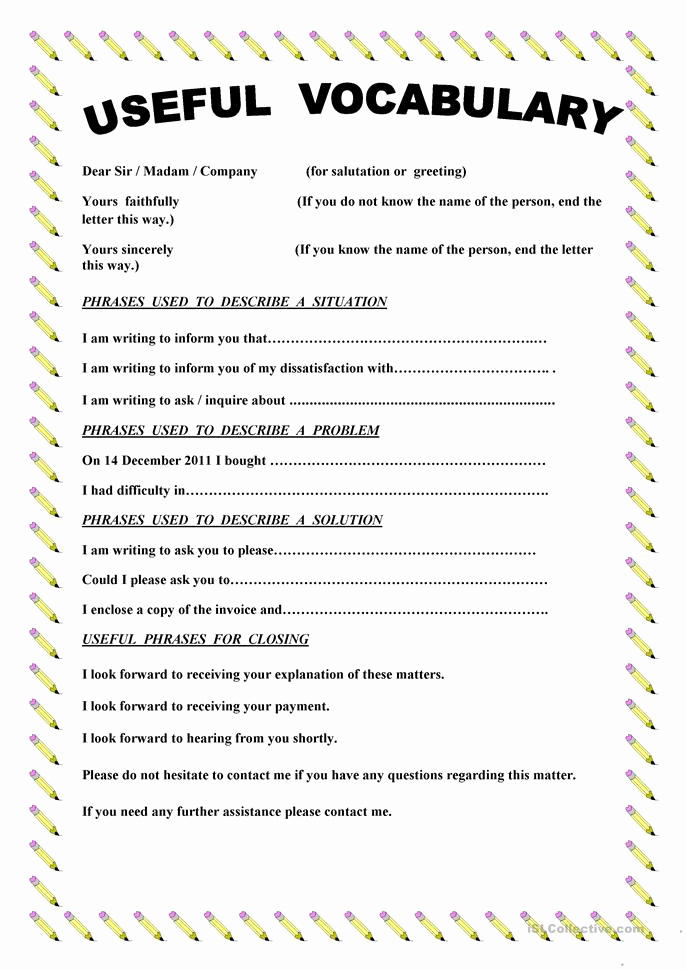 Writing A Complaint Letter New Writing A Plaint Letter Worksheet Free Esl Printable