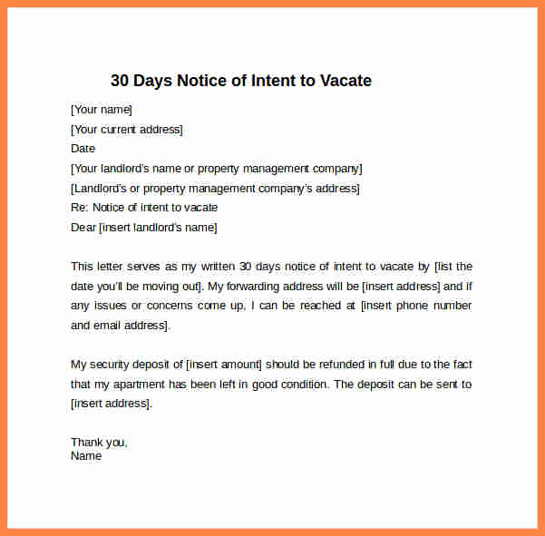 Written Notice to Vacate Elegant 4 30 Days Notice Resignation Letter Sample