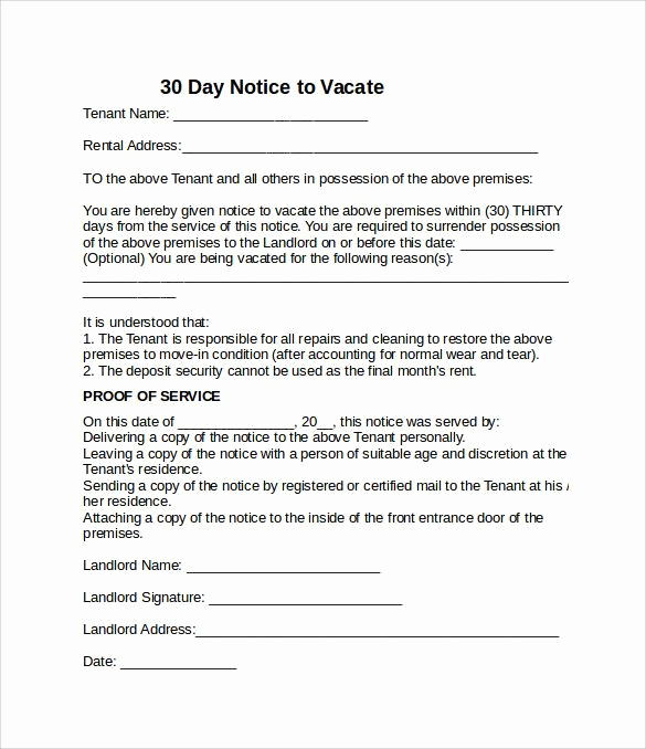 Written Notice to Vacate Unique Image Result for Landlord 30 Day Notice to Vacate Sample