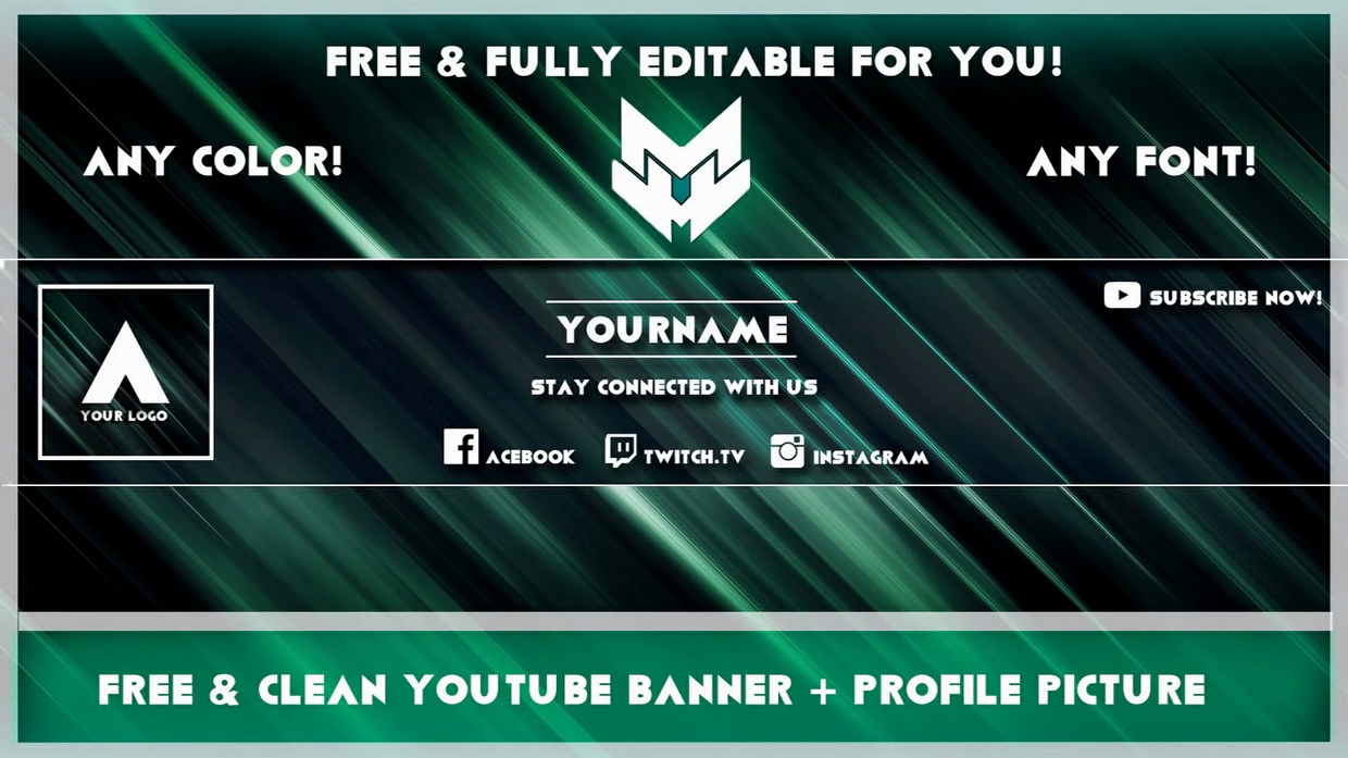 Youtube Banner Template Photoshop Beautiful Clean Banner Avatar Template Any Colour