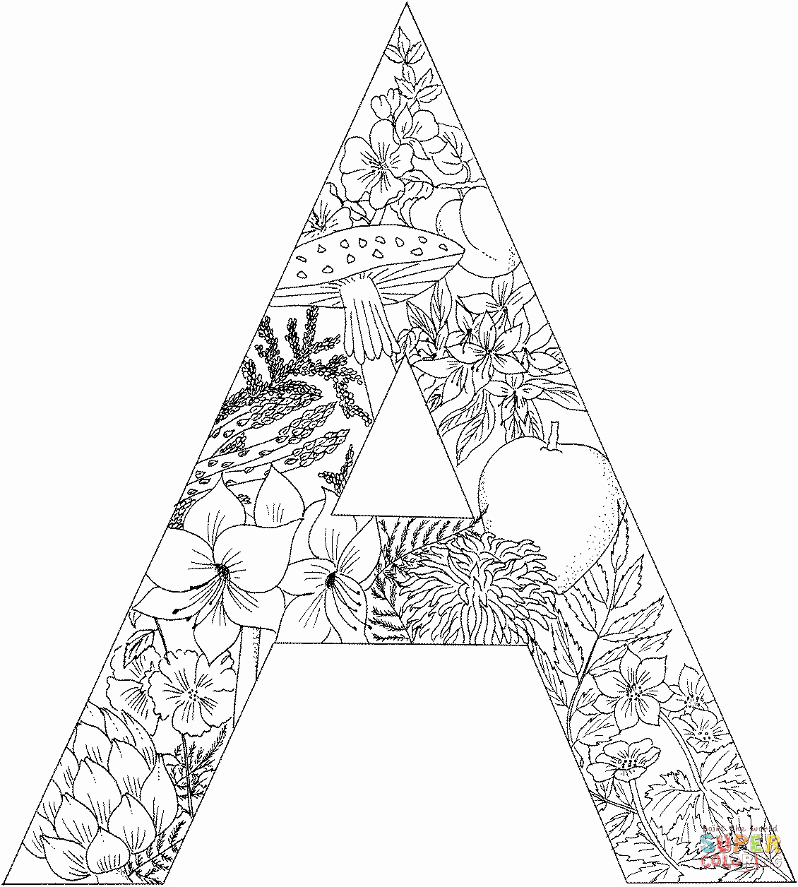 Letter A Printable Luxury Letter A with Plants Coloring Page