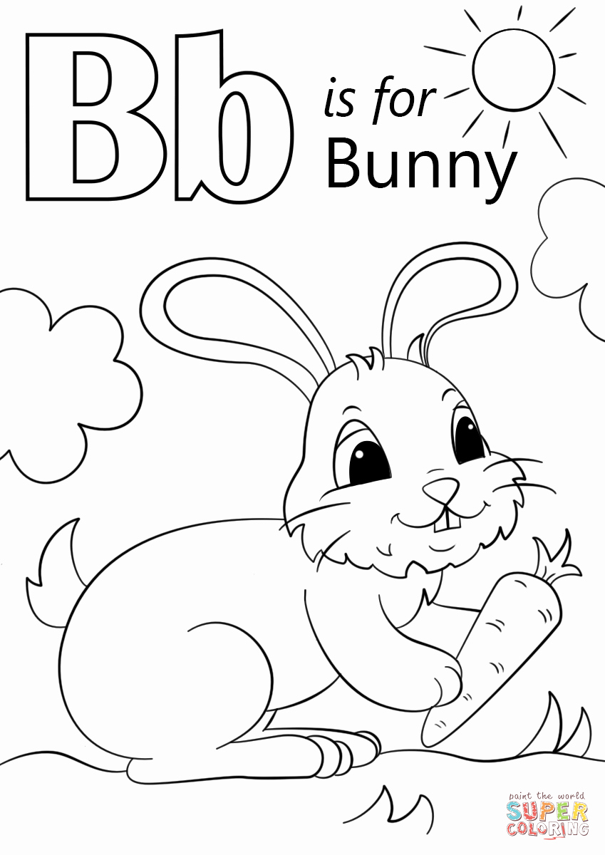 Letter B Printable Inspirational Letter B is for Bunny Coloring Page